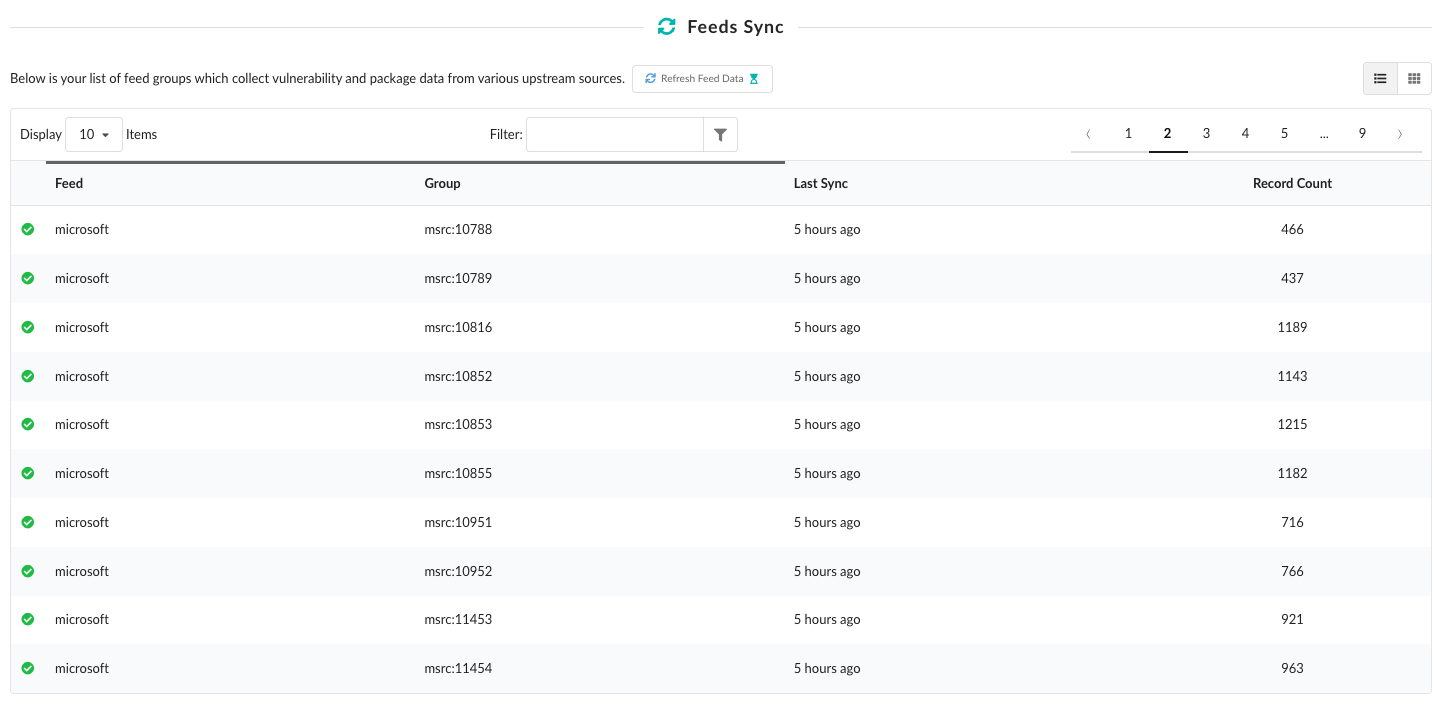 Verify new feed is enabled via Anchore UI