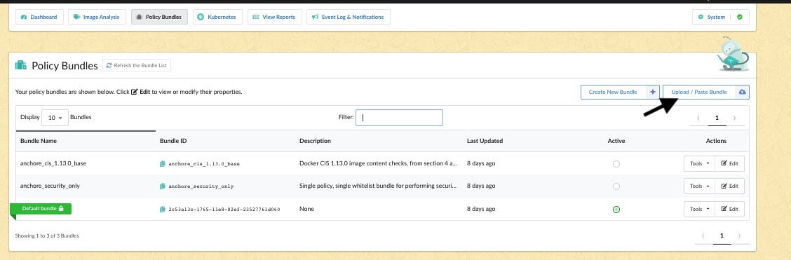 Upload policy bundle to Anchore