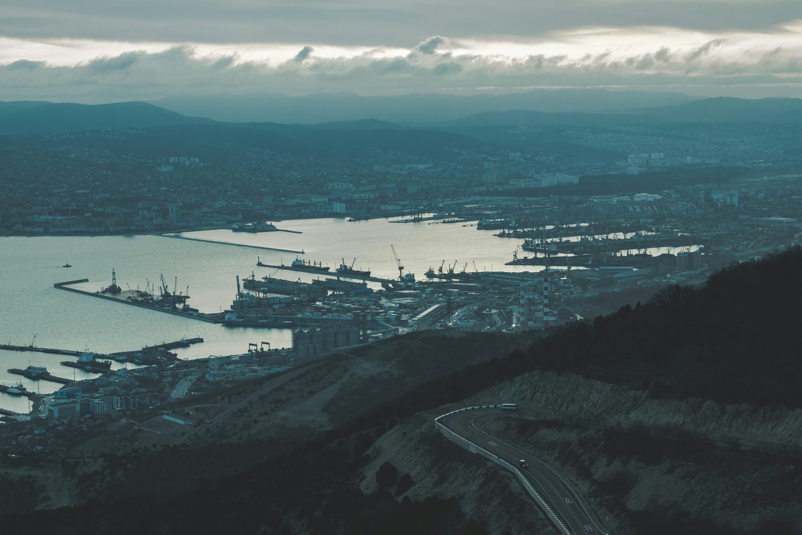 Aerial view of naval base