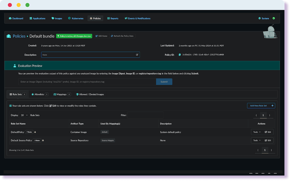 Policies UI in Anchore Enterprise